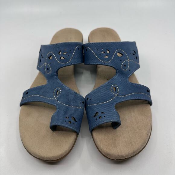 Jasmin Blue Cut-Out Sandal WMNS 8.5M Strappy Open Toe Slip-On JNAHANT Designer - Picture 8 of 10